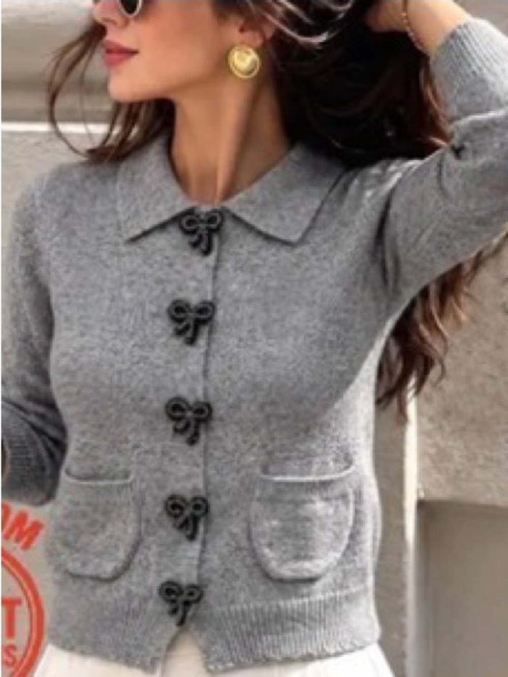 NWT Zara Gray Cardigan with Heart Buttons (small)